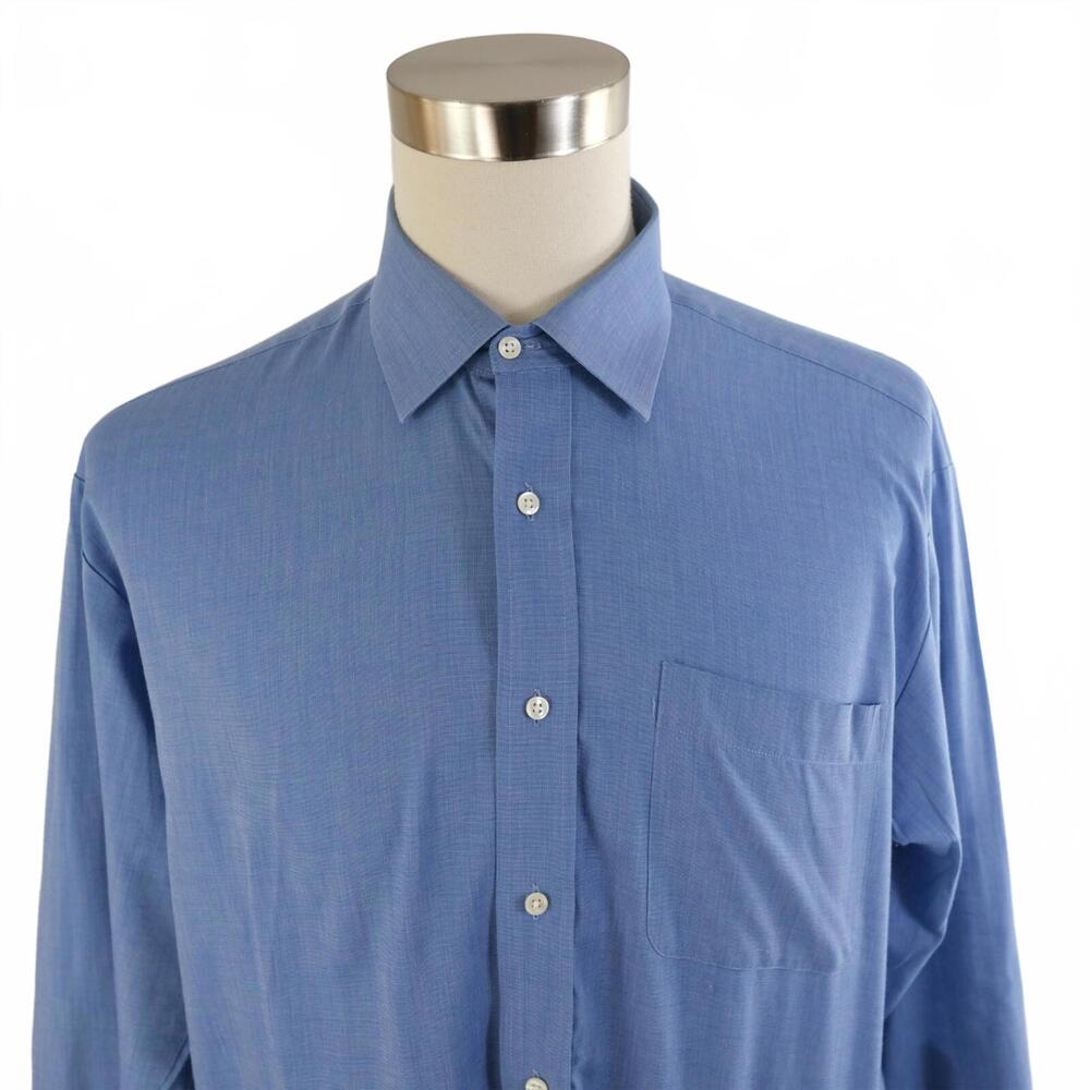 Licencia Mens Long Sleeve Button Up Blue Finely Dotted Dress Shirt No Tag XL?